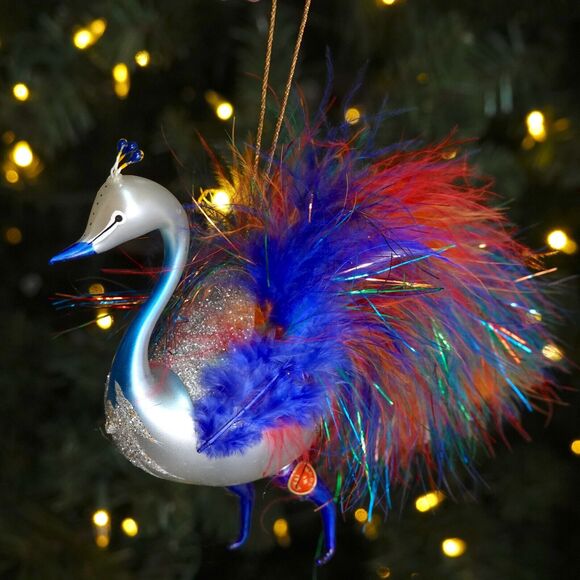 VTG Soffieria De Carlini Italy Christmas Ornament Peacock Bird RARE Color! - Picture 2 of 16